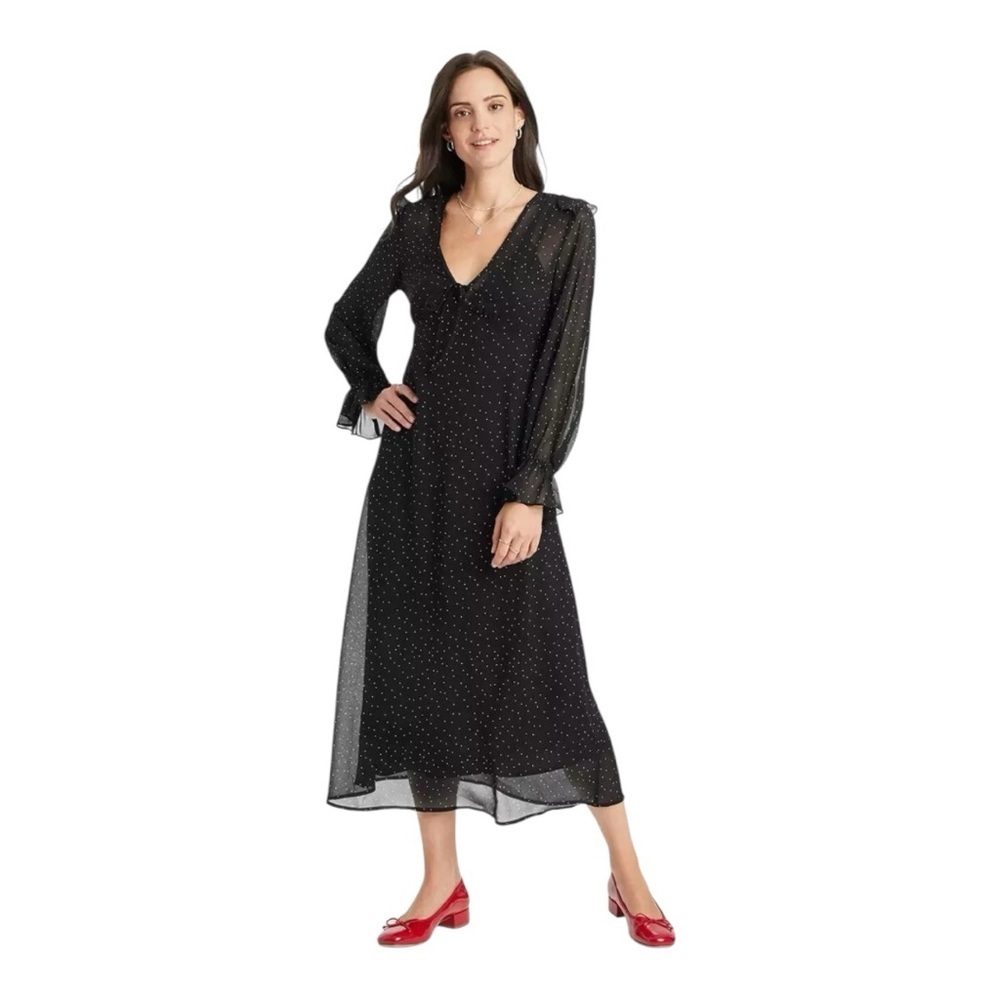 NWOT A New Day Women’s Long Sleeve Crepe Maxi A- Line Dress- Size S